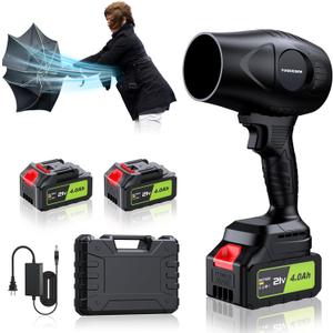 Cordless Leaf Blower 600000RPM - 21V Electric Leaf Blower with 4.0Ah Battery & Charger - Ultra Lightweight Handheld Blower for Patio, Garden, Driveway (Pitch Black)