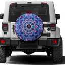 Bohemian Style Mandala Print Spare Tire Cover with Backup Camera Hole Wheel Tire Cover Fit Trailer, RV, SUV and Many Vehicle 18inch, 18'' with Backup Camera Hole