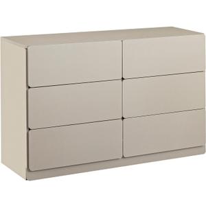 Vibe & Dine 6 Drawer Double Dresser, Modern Chest of Drawers with Wide Storage for Closet, Bedroom, Living Room, Beige (15.8"D x 47.2"W x 30.3"H (6 Drawers))
