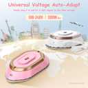 Newbealer Travel Iron with Global Voltage, 100-240V Mini Dry Iron for Clothes (No Steam), Max 300W, 60s Heat Up, 302 Non-Stick Ceramic Soleplate, 0.8lbs Ultra-Lightweight (Pink)