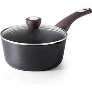 SENSARTE Nonstick Sauce Pan with Lid, 2.5 Quart Saucepan with Double Spout, Multipurpose Large Cooking Pot, Non toxic Kitchen Sauce Pot, Non stick Saucier Pan, Induction Comptable, PFOA Free