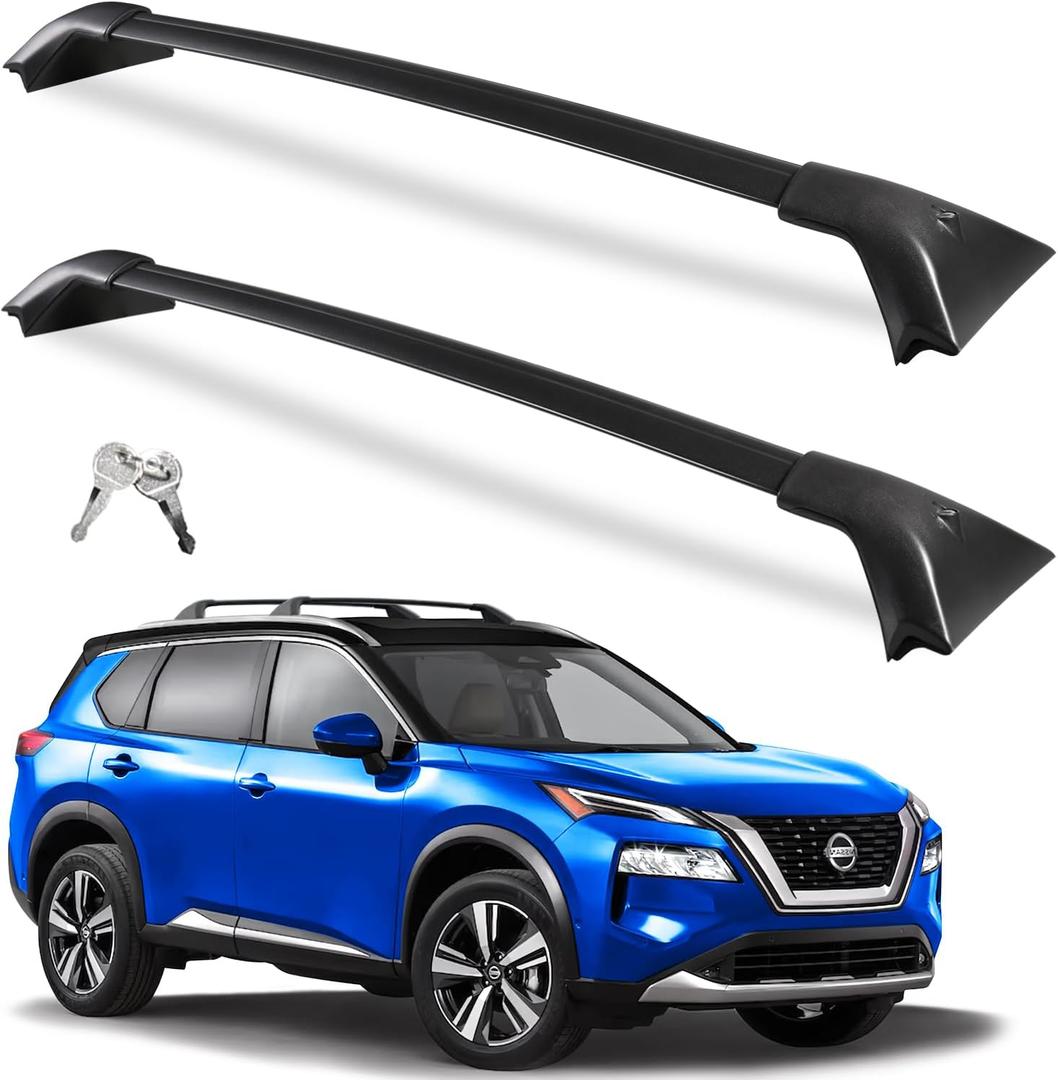 Lockable Roof Rack Cross Bars 260lb Compatible with Nissan Rogue 2021-2026 (with Flush Roof Rails), Heavy Duty Aluminum Roof Rails Crossbars Cargo Canoe Black Rooftop Carrier Luggage