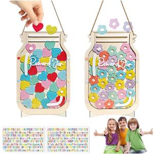 2 Pack Reward Jar for Kids, Heart and Flower Design with Colorful Letter Stickers, Reward Jar Magnetic System for Good Habits, Home School Potty Training Chart, Positive Behavior Incentive Tool