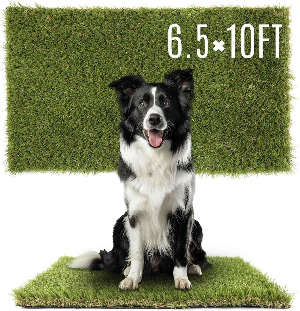 1.38" Artificial Grass Turf 6.5 x 10 FT, Indoor Outdoor Garden Lawn Landscape Patio Turf Grass Rug, Dog Grass Turf Pads Mat, Thick Fake Faux Turf, Dog Pets Grass Mats for Puppy Training