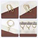 32 pcs Metal Drapery Curtain Rings Curtain Hanging Rings and 32 pcs Metal Curtain Drapery Pin Hooks for Window Door Shower Curtain, 30 mm/1.18 inch Internal Diameter (Gold)
