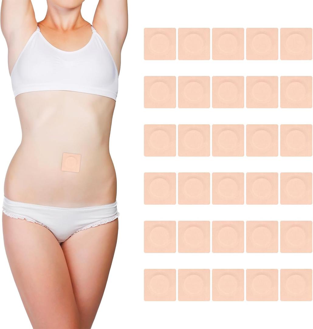 2 x 30pcs Castor Oil Pack Wrap for Belly Button, 2.76in Disposable Self-Adhesive Castor Oil Patches Pads Highly Absorbent Anti-Leak Organic Cotton Castor Oil Compress Covers (Oil Not Included)