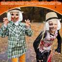 3 Pcs Set of Short White Curly Old Man Bald Head Wig Include Food Bell, Linen Hat, and Bald Wig Suitable for Halloween Cosplay Costume Adults Men Women