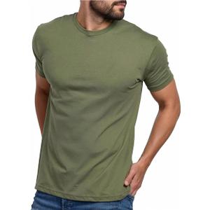 INTO THE AM Men's T-Shirts Soft Cotton Blend Crew Neck Tee  Athletic Fit Plain & Logo Basic T-Shirt for Men (Medium, Olive Green Heather)