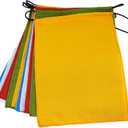 Blank prayer flags set of 10 flags surged edge. five Tibetan traditional colors which are Yellow, green, red, white and blue. Each color represents an element.
