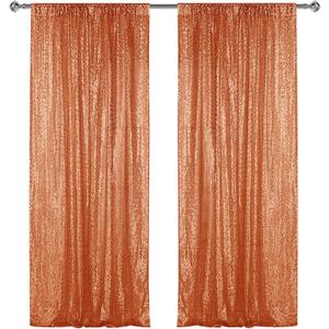 Sugargirl Orange Sequin Backdrop Curtain 2 Panels 2FTx8FT Glitter Orange Background Drapes Sparkle Photography Backdrop for Party Wedding Birthday Wall Decoration