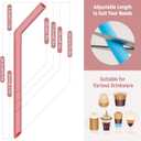 NiHome 6-Pack Extra Wide Reusable Bent Silicone Straws for Boba, Smoothies, Bubble Tea, Bent Straws Eco-Friendly & Colorful for Thick Drinks, Child-Safe, Customizable Length, 2 Brushes Easy Cleaning