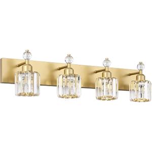 PRESDE Crystal 4 Bathroom Vanity Light Modern Gold Vanity Light Fixture Wall Lamp for Over Mirror Bedroom Hallway
