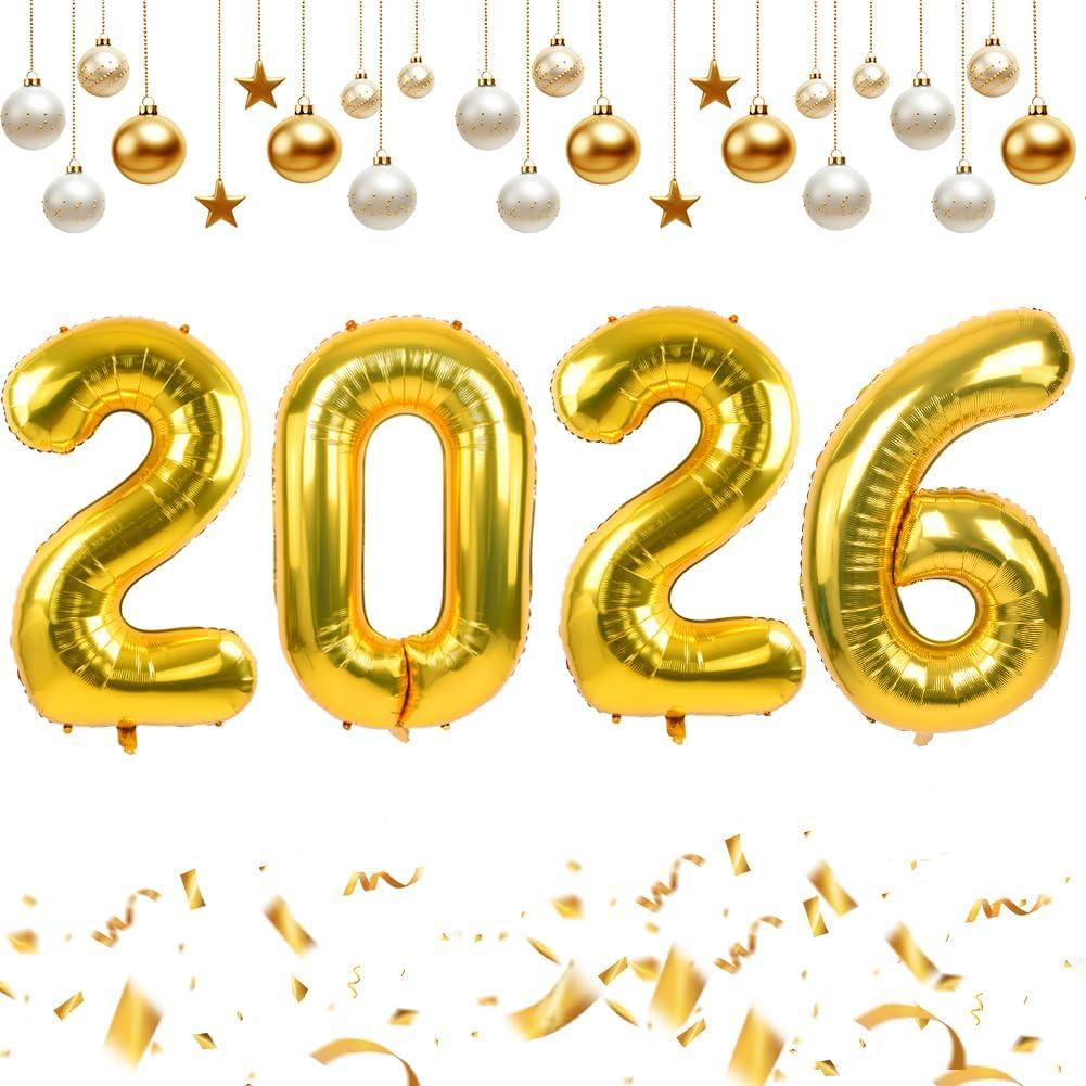 TONIFUL 2026 Graduation Balloons 42Inch Gold 2026 Number Balloons Aluminum Foil Mylar Balloons for New Year Eve Graduation Decorations Class of 2026 Christmas Anniversary 2026 Grad Party Supplies