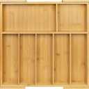 Utoplike Extra Large Kitchen Drawer Organizer, Expandable Bamboo Drawer Holder for Utensils, Silverware, Flatware, 7-9 Slots Cutlery Tray