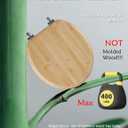 Round Bamboo Toilet Seat with Zinc Alloy Hinges, Easy to Install also Easy to Clean, Natural Bamboo, Light, 16.5-inch