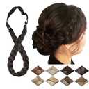 Synthetic Chunky Braided Headband - Elastic Stretch Wide Plaited Braids - Trendy Girls Women (Dark Brown, Small-three strands)