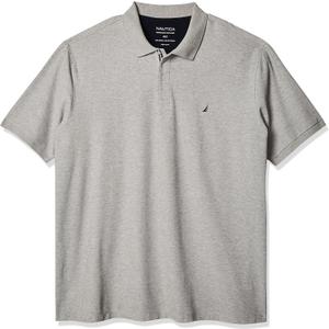 Nautica Men's Big and Tall Classic Fit Short Sleeve Solid Performance Deck Polo Shirt (Grey Heather)