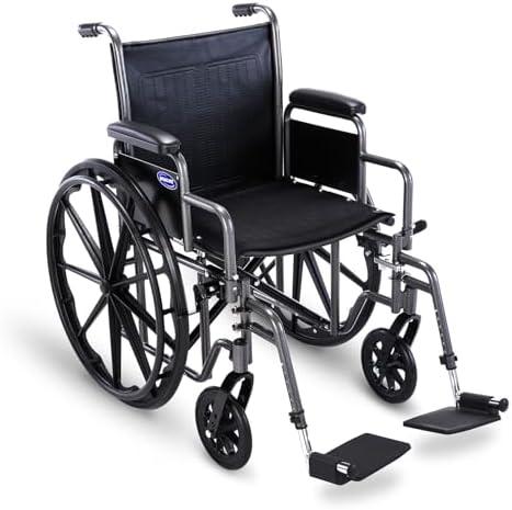 Invacare Wheelchairs for Adults, Removable Padded L-Shaped Desk Arms, Swing-Away Footrest, Portable Folding Lightweight Wheel Chair, Vinyl Upholstery, 18 Inch Seat, Essential EX1 Manual Wheelchair