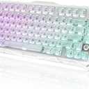 GravaStar Mercury K1 Lite 75% Gaming Keyboard, 2.4GHz/BT/Wired Tri-Mode Wireless Keyboard, Gasket Hot Swappable Mechanical Keyboard, Pre-lubed Linear Switches, RGB Backlit (Crystal Aurora)