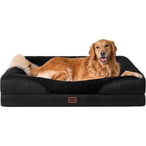 EHEYCIGA Orthopedic XL Dog Bed for Large Sized Dog, 42x30x7.5 Inch Extra Large Memory Foam Dog Couch Bed with Sides, Waterproof Liner & Washable Removable Cover, Bolster Pet Sofa, Black