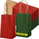 Tenceur 100 Pcs Red and Green Christmas Gift Bags Kraft Paper Bags with Handles Holiday Gift Bags for Wedding Baby Shower Bridal Shower Shopping Party Favor Business(6.1 x 3.5 x 2.3 Inch)