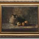 Farmhouse Still Life Picture Living Room - Rustic Vintage Decor for Bedroom - Peach Fruit Dining Room Moody Muted Oil Painting Art Deco Framed Wall Art for Kitchen - 9 x 12