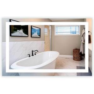 Mirrors & Marble Rectangle LED Vanity Mirror (56" x 36"), Front Lighted Modern Anti Fog Mirrior for Bathroom, Bedroom, Wall Mounting Home Décor Glass for Bathroom for Over Sink, Entryway