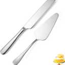Wedding Cake Knife and Server Set Silver,Stainless Steel Cake Cutting Set,2Pcs Include Cake Cutter And Cake Server for Wedding, Birthday, Parties and anniversary, Dishwasher Safe (B Style-Silver(Small Size))