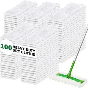 SoliFairy Heavy Duty Dry Sweeping Cloth Refills for Swiffer Sweeper Mop, Sweeper Pet Dry Pad Refills to Clean Dust, Pet Hair, Dirt, Floor Duster Mop Pads, 100 Count