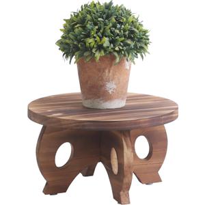 Plant Stand Indoor Wooden Plant Stool Round Stand Risers for Decor Plant Pedestal Stand Farmhouse Rustic Decorative Display Flower Holder Pedestal Board Brown