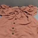 SCOMCHIC Plus Size Summer Dress Casual Short Sleeve Bow Tie Deep V Neck Smocked Button Down Midi Flowy A-line Boho Dresses (Pink)