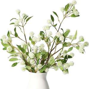 Melorca&Guilla Artificial Plants,4PCS 35.4" Green Faux Branches for Vase,Artificial Plants for Shop Garden Office Home Dcor (4, White Orchid Fruit)