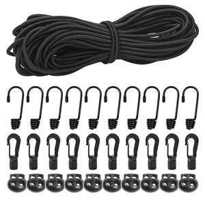 1/8" Bungee Shock Cords with Hooks,65 Feet Elastic Nylon Cords Kayak Stretch String Rope for Bikes, Tie Downs, Boating, Camping, Sunshades, Fitness and Outdoor Enthusiasts (3/16 inch x 65 feet, Black)