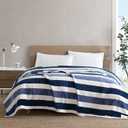 Nautica - King Blanket, Ultra Plush Fleece Bedding, Ideal for Layering, Oeko-Tex Certified (Awning Stripe Navy)