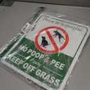 Heavy Duty Aluminum No Dog Poop Signs for Yard, 12" x 10" Metal No Peeing No Pooping Dog Sign With 28" Stake, Be Respectful Keep Off Lawn, Outdoor, Weather Resistant