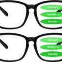 2-Pack Progressive Multifocal Anti Blue Light Reading Glasses for Women and Men Fashion Eyeglasses Frame (2 Black, 0.00)