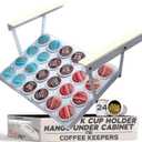 Under Cabinet K Cup Holder 24 Pods  Space-Saving Coffee Pod Holder, Steel Construction  Keurig Pod Organizer for Small Spaces  Kcup Holder with Screws & Adhesive for Easy Installation - WHITE (White - 13" x 9" x 1")