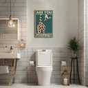 Funny Giraffe Bathroom Canvas Wall Art Picture Humorous Animal Toile Poster Prints Are You Pooping Painting Artwork Wall Decor for Washroom Restroom 16x24in Framed Ready To Hang