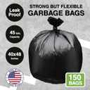 Top Knot Bags 45 Gallon Garbage Trash Bag 40X48" Black 150 Count Can Liner Bulk 40 Gallon 41 Gallon 42 Gallon 44 Gallon Made in USA