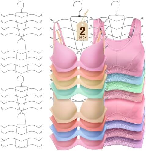 HOUSE DAY Bra Hangers 4 PCS, Tank Top Hangers Space Saving Hanger for Closet Organizers and Storage, Bra Organizer Closet Hanger Space Saver for Camisoles, Bras, Belts, Ties, Scarves, Swimsuits