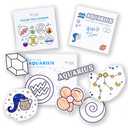 A Brighter Year Color The Cosmos Aquarius Gift Bundle - Adult Mini Coloring Book (3" x 3" - 50 Pages), Post It Notes (50-3” x 3”), Stickers - Stress & Anxiety Relief - Mindfulness, Gift, Travel