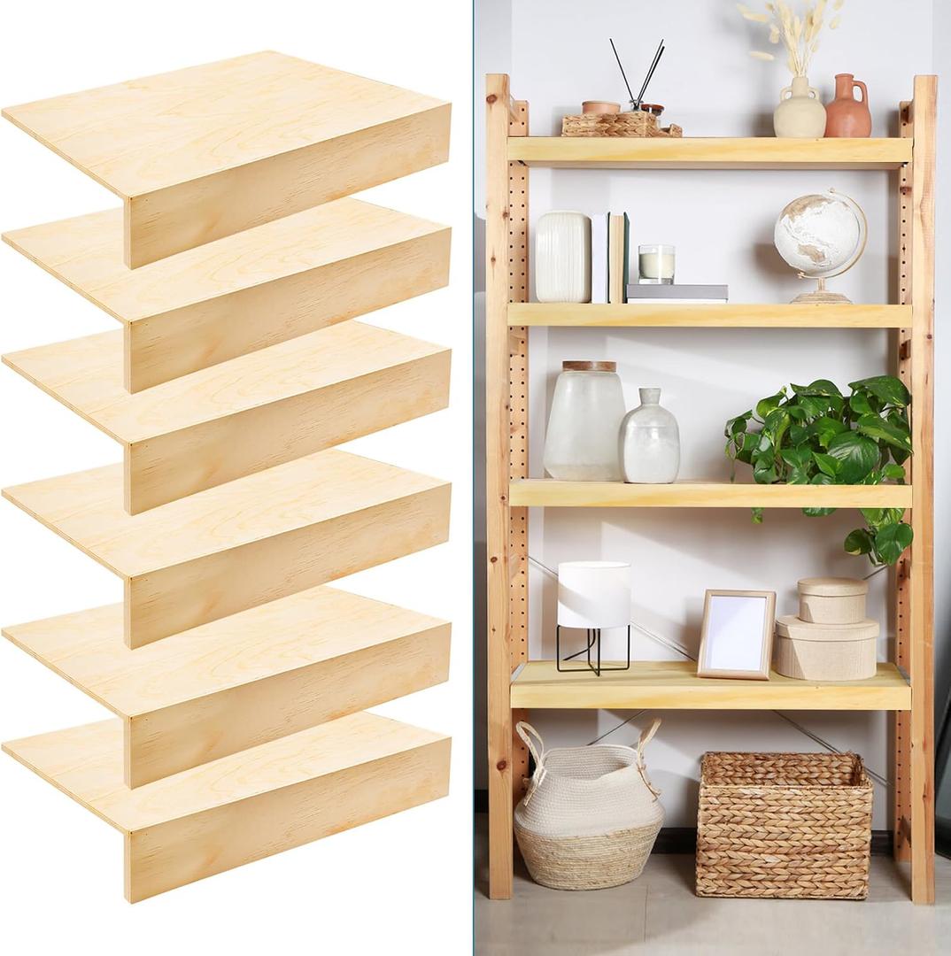 Durable Solid Wood Shelf Covers for Wire Shelving Easy Snap-On Design for Pantry, Closet & Kitchen Organization, (6-Pack, 24"x12")