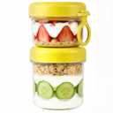 LKTKJDS On the Go Yogurt Parfait Snack Cup 26 oz with Spoon & Lid, 100% Leak Proof Granola Holder for To Go Breakfast Cereal Fruit Overnight Oats Container Reusable, Travel Hiking Camping  Pack Of 2