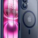 SPIDERCASE Designed for iPhone 16 Case, Magnetic Translucent [2+Full Coverage Tempered Glass Screen Protector] [Full Camera Protection] Anti-Fingerprint Anti-Scratch for iPhone 16 6.1”, Blue