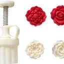 Cute Shaped DIY Mooncake MoldsMooncake Mold Thickness AdjustableHand Press Cookie Dessert stamp Pastry Decoration Tool (2 red roses)