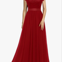 Dressystar Women's V Neck Sleeveless Lace Bridesmaid Dress Wedding Party Gown, L