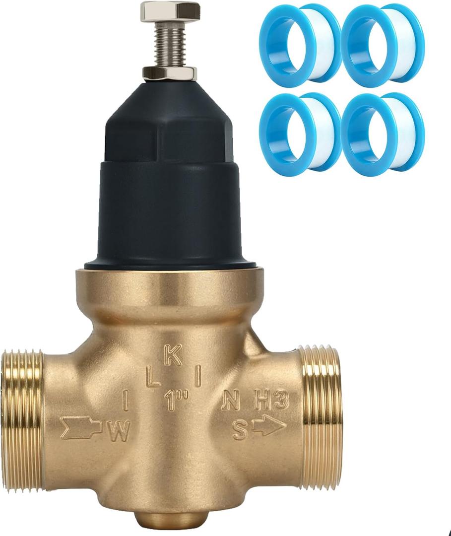 Upgraded 1" Pressure Reducing Valve Replace for 1-NR3XL 1" NR3XL Pressure Reducing Valve, Stainless Steel Strainer Screen, House Water Pressure Regulator with Teflon Tape, Compact Cartridge Design