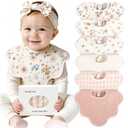 CandyHome Muslin Bibs for Baby Girl Boy 6 Pack, 100% Cotton Extra Soft Absorbent Bandana Baby Bibs for Drooling and Teething Toddler Baby Girl Newborn Essentials Gifts