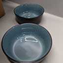 16-Piece Dinnerware and Coffee Mug Set  Modern Stoneware in Petrol Blue and Black  Service for 8, Dishwasher and Microwave Safe