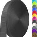 Nylon Webbing 1 Inch 1.5 Inch, Heavy Duty Nylon Webbing Strap 12 Yard, Durable Nylon Strapping for Indoor or Outdoor Gear, DIY Crafting, Repairing, (Black, 12 Yard)